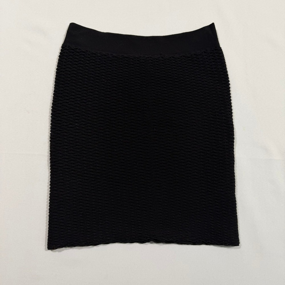 Bebe Womens OS Black Popcorn Knit Mini Skirt Y2K Whimsigoth Office Siren Boho - Picture 2 of 6